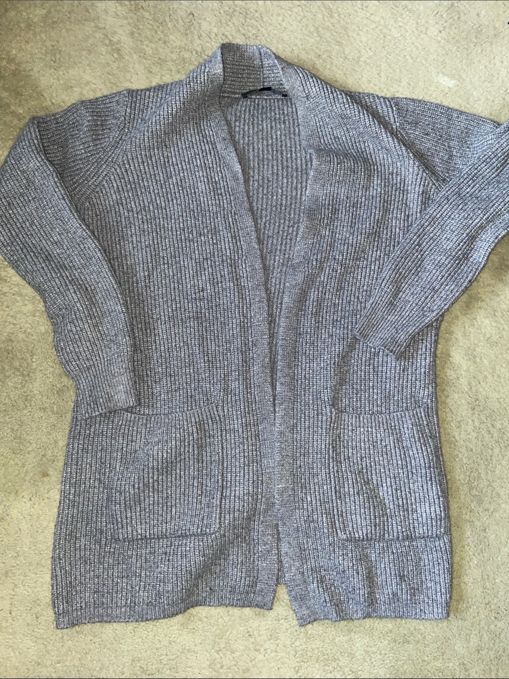 Cyrus Heathered Gray Open-Front Ribbed Cardigan